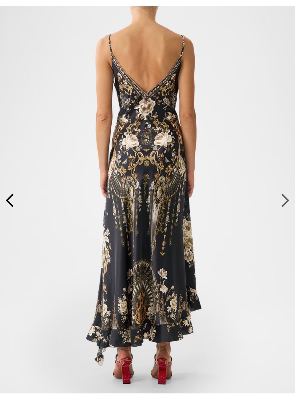 Camilla Black Floral V-Neck Flamenco Folklore Spaghetti Strap Maxi Dress - Picture 3 of 15